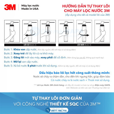 Lõi Lọc Nước 3M HF90-S Thay Cho Máy Lọc Nước 3M ICE190-S - Nhập Khẩu Mỹ, Hàng Chính Hãng 3M