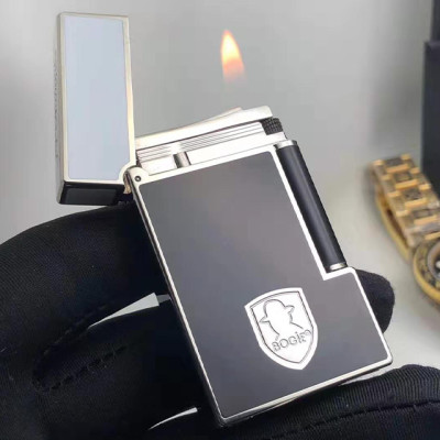 Vỏ Hột Quẹt Bật Lửa D upon Gas Đá D199V Họa Tiết Hoa Văn Cách Điệu Sơn Mài Khắc Hình Điệp Viên 007 Màu Đen Viền Vàng/Bạc