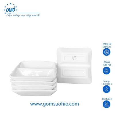 Đĩa 2 Ngăn Sứ Trắng OHIO