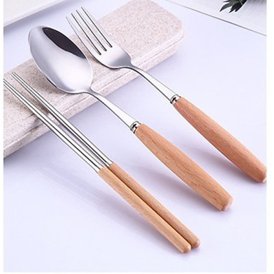 Bộ thìa đũa-muỗng đũa inox có hộp đựng bằng nhựa lúa mạch cao cấp- Hàng chính hãng PAKASA