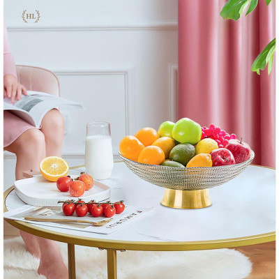 Mâm bồng thủy tinh cao cấp | Đĩa thủy tinh có chân hợp kim cao cấp sang chảnh | ĐĨA THỦY TINH ĐỰNG TRÁI CÂY CÓ CHÂN