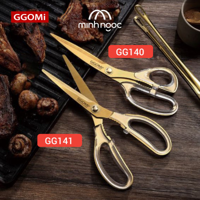 Kéo GGomi GG140 / GG141 nhà bếp cao cấp,đa năng,lưỡi thép phủ chống dính Titan, tay cầm nhựa Acrylic