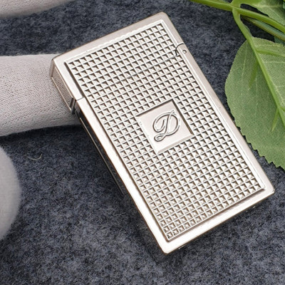 Vỏ Hột Quẹt Bật Lửa Upon D136T Họa Tiết Ô Vuông Nhỏ Màu Bạc - Dùng Ga Đá Cao Cấp