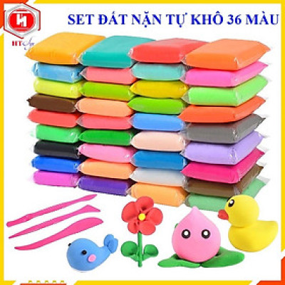 Đất Sét Tự Khô, Đất Nặn 36 Màu, Siêu Nhẹ, Chất Liệu An Toàn, Tặng Kèm Bộ Dụng Cụ