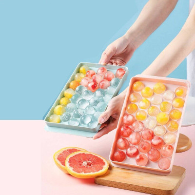 Combo 2 Khay Đá Tròn 33 Viên Tròn Nhựa Việt Nhật Làm Khuôn Rau Câu, Thạch Trái Cây, Khay Đá Viên Tròn Ngộ Nghĩnh - Hàng Việt Nam ( Tặng kèm 5 khăn lau tay pakasa)