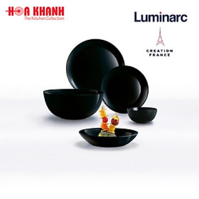 Đĩa Thủy Tinh Oval Luminarc Diwali Đen 25x33cm cường lực, kháng vỡ - 1 đĩa - P0866