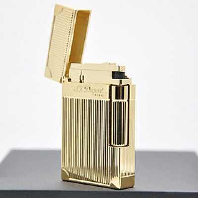 Vỏ Hột Quẹt Bật Lửa Upon D75H Họa Tiết Hình Kẻ Dọc Chặn Góc Hồng Vàng - Dùng Ga Đá Cao Cấp