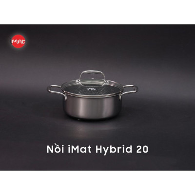 Bộ 6 nồi chảo chống dính bếp từ iMat Hybrid kết hợp giữa lớp phủ điêu khắc chống dính Daikin và inox 430