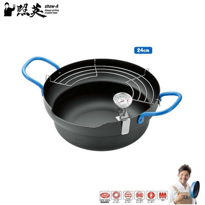 Bộ nồi chiên dầu đáy từ kèm khay ráo dầu + nhiệt kế Show-A 3.4 lít- hàng nội địa Nhật Bản