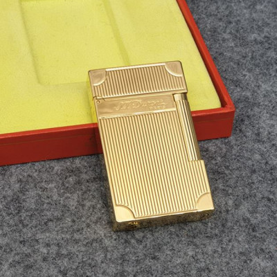 Vỏ Hột Quẹt Bật Lửa Upon D75H Họa Tiết Hình Kẻ Dọc Chặn Góc Hồng Vàng - Dùng Ga Đá Cao Cấp