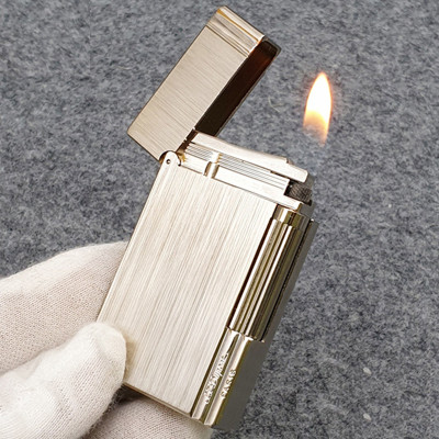 Vỏ Hột Quẹt Bật Lửa Upon Gas Đá  D163V/B Họa Tiết Hoa Văn Xước Dọc Kẻ Viền Màu Vàng/ Bạc - Dùng Gas Đá Cao Cấp