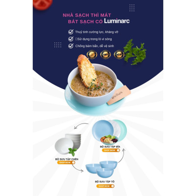 Đĩa Thủy Tinh Luminarc Marble 19cm cường lực, chịu nhiệt - 1 đĩa - P3761