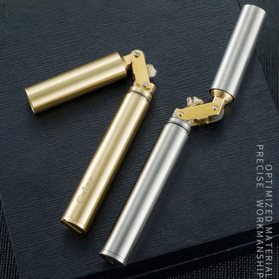 Vỏ Hộp Quẹt Bật Lửa Xăng Đá CF-045 Kiểu Dáng Nhị Khúc Siêu Nhỏ - Vàng