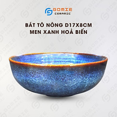 Bát Tô Nông Men Xanh Hoả Biến D17x8cm- Bát Nông Men Hoả Biến Cao Cấp