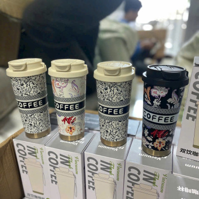 Ly Giữ Nhiệt Họa Tiết Cổ Điển CHAGEE Phong Cách Sang Trọng - 500ml Inox 316, Nắp Chống Tràn, Dây Đeo Tiện Lợi, Ống Hút - HÀNG CHÍNH HÃNG MINIIN