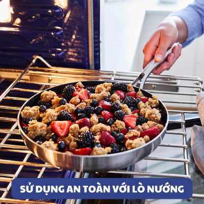Chảo chống dính thép không gỉ phủ tinh thể kim cương cao cấp Blue Diamond 28cm có nắp kính