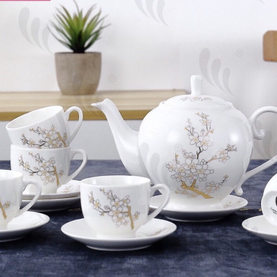 Bộ bình pha trà sứ trang mẹn cao cấp - ANTH595