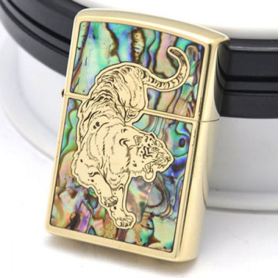 Vỏ Hột Quẹt Bật Lửa Xăng Đá Zorro Khảm Trai Hình Hổ Z91592