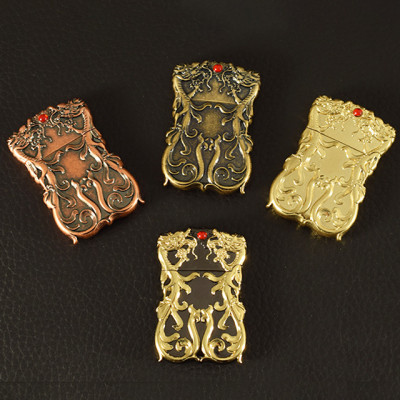 Vỏ Hột Quẹt Bật Lửa Xăng Zorro Z610-301 Thiết Kế Họa Tiết Rồng Đính Ngọc Đỏ - Dùng Xăng Bấc Đá Cao Cấp