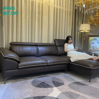 Sofa góc L da bò Italy Juno sofa  – SFLCT04 dài 2m6 x 1m6 - hàng cao cấp chuẩn da bò nhập khẩu Ý