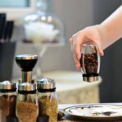 Bộ 6 Lọ Đựng Gia Vị Chất Liệu Thủy Tinh Kèm Đế Xoay 360 Tiện Lợi- TẠo Sang Trọng, Gọn Gàng Cho Căn Bếp - Hàng Chính Hãng MINIIN