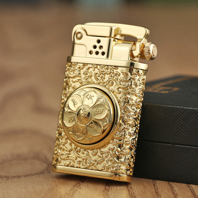 Vỏ Hột Quẹt Bật Lửa Xăng Zorro Z602 Thiết Kế Họa Tiết Vòng Xoay Hoa Sen Đẹp Độc Lạ - Dùng Xăng Bấc Đá Cao Cấp