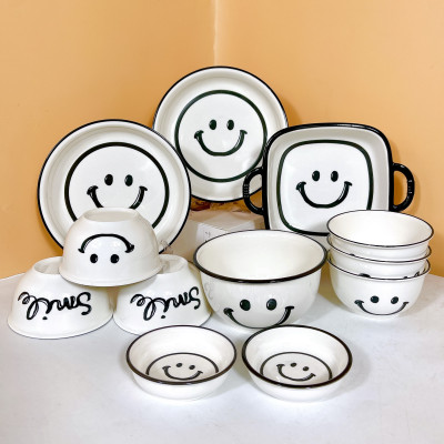 Bộ Bát Đĩa Thương Hiệu GoSu họa tiết Mặt cười đáng yêu, chất men sáng bóng