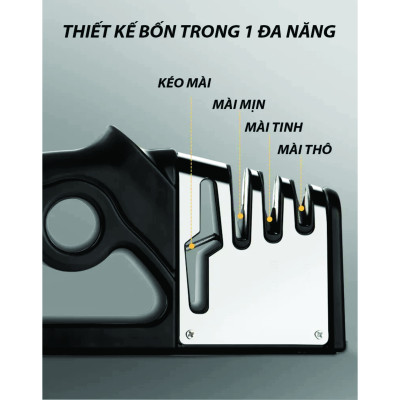 Mài Dao Kéo Cầm Tay Đa Năng Inox 4 Trong 1 Phục Hồi Lưỡi Dao Hiệu Quả.