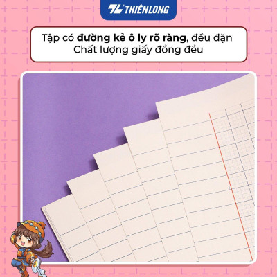 Combo 5/10 Tập học sinh chống lóa 96 trang 4 ô ly vuông 2mm 100gsm Thiên Long NB-117/AK - PB Akooland - Mẫu ngẫu nhiên