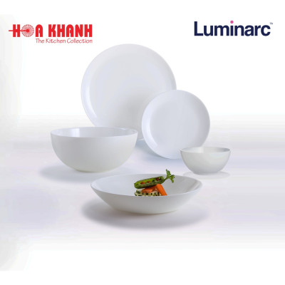 Tô Thủy Tinh Luminarc Diwali Trắng 18cm đựng thức ăn, cường lực, kháng vỡ - Bộ 3 cái - N3975