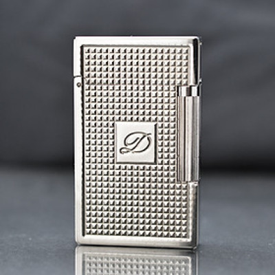 Vỏ Hột Quẹt Bật Lửa Upon Gas Đá D136B Họa Tiết Kẻ Cách Điệu Chữ D ở Giữa Màu Bạc - Dùng Gas Đá Cao Cấp