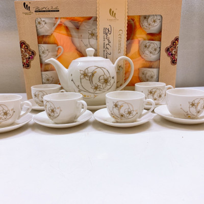 Bộ bình pha trà sứ trang mẹn cao cấp - ANTH595