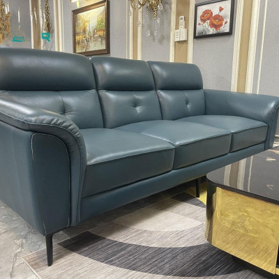 Combo ghế sofa băng da bò Italy Juno sofa màu xanh SFBCT06 2m4/1m1 hàng cao cấp chuẩn da bò nhập khẩu Ý
