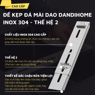 Đế kẹp đá mài dao DandiHome inox 304 gác bếp tiện lợi