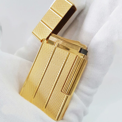 Vỏ Hột Quẹt Bật Lửa Upon D94V Họa Tiết Hình Thoi Mini Kẻ Dọc Màu Vàng - Dùng Gas Đá Cao Cấp