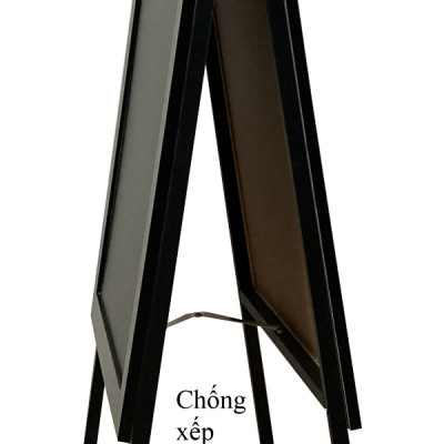 Bảng đen menu khung gỗ đen có chân 2 mặt - Bavico