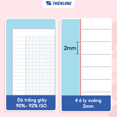 Combo 5/10 Tập học sinh Thiên Long 96 trang 4 ô ly vuông 2mm 100gsm TP-NB061/AK - Vở học sinh Akooland dày, thiết kế đẹp