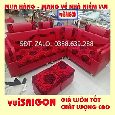 Ghế sopha nệm mút bền đẹp mẫu mã hiện đại tặng kèm 1 bàn kính và 2 ghế đôn xinh phù hợp mọi gia đình
