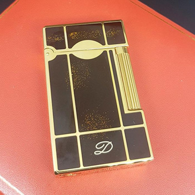 Vỏ Hột Quẹt Bật Lửa Ga Đá D120V Sơn Mài Đen Vàng Tuyết Sang Trọng - Dùng Gas Đá Cao Cấp