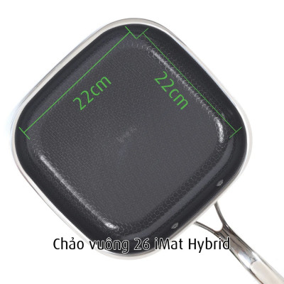 [Hàng chính hãng-iMat hybrid] Chảo vuông đa năng 26cm hai tay cầm iMat Hybrid chống dính Ceramic đen