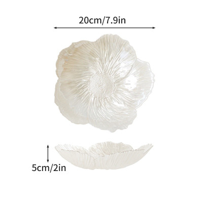 Set 3 Đĩa Thủy Tinh Ngọc Trai - Khay Thủy Tinh Đựng Trái Cây Hình Cánh Hoa Sang Trọng Phong Cách Bắc Âu Trang Trí Nội Thất - HÀNG CHÍNH HÃNG MINIIN