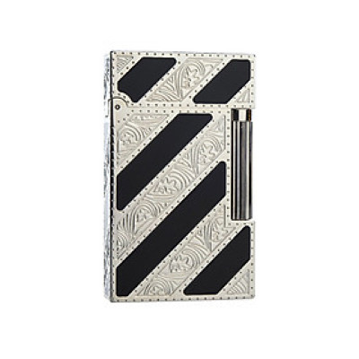 Vỏ Hột Quẹt Bật Lửa Upon D42T Họa Tiết Hoa Lá Sơn Mài Nền Đen Trắng Đối Nhau - Dùng Gas Đá Cao Cấp