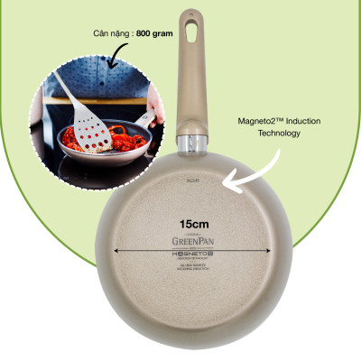 Chảo chống dính ceramic cao cấp GreenPan Cam.Bronze 20cm sâu có nắp - 681496