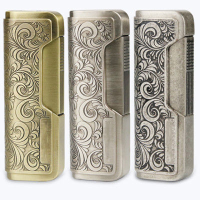 Vỏ Hột Quẹt Bật Lửa Khò 1 Tia Jifeng JF 090 Thiết Kế Nhỏ Gọn Họa Tiết Hoa Văn Cổ - Dùng Gas Đá Cao Cấp