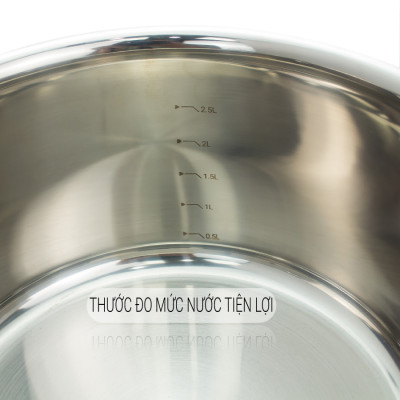 Nồi Inox 304 thân đáy đúc liền 3 lớp Kalpen Kazler 24cm dung tích 6.5L, đáy từ, vung kính chuẩn Đức - Hàng chính hãng