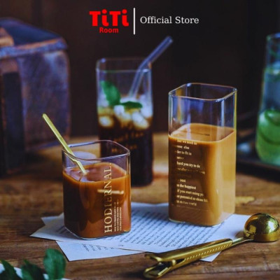 Ly cốc thủy tinh vuông siêu chịu nhiệt dung tích 250/400/480ml uống nước cafe sinh tố cao cấp decor