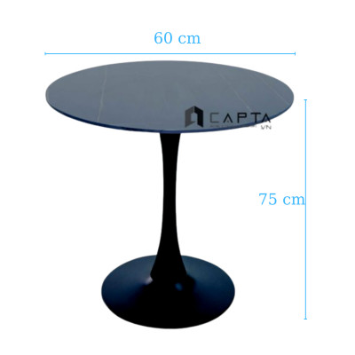 Bàn cafe Tulip mặt đá phiến màu trắng / đen tròn 60 cm Bàn tiếp khách văn phòng đẹp TE TULIP 2-06E3 TpHCM