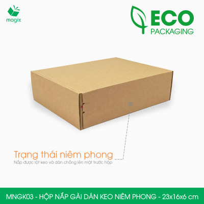 MNGK03 -  23x16x6cm - COMBO 20 HỘP CARTON NẮP GÀI HÔNG CÓ KEO NIÊM PHONG - THÙNG HỘP CARTON ĐÓNG HÀNG