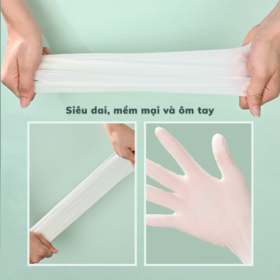 Găng tay cao su siêu dai làm bếp nấu ăn rửa chén, hộp 30 bao tay nhà bếp đa năng tái sử dụng nhiều lần