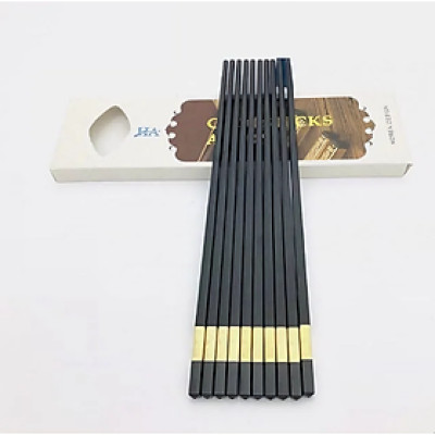 Hộp 10 đôi đũa KG22S kháng khuẩn họa tiết vàng, hợp kim cao cấp Hàn Quốc - Hàng chính hãng